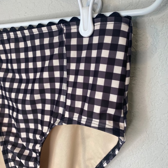 NWT Lime Ricki Black & White Gingham Cropped Top High Waist 2 Piece Bathing Suit - Picture 6 of 11